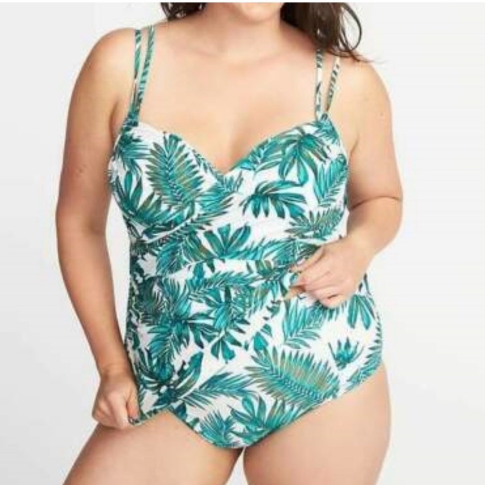 Old Navy Tankini Set Geen Leaf Underwire Size 2X